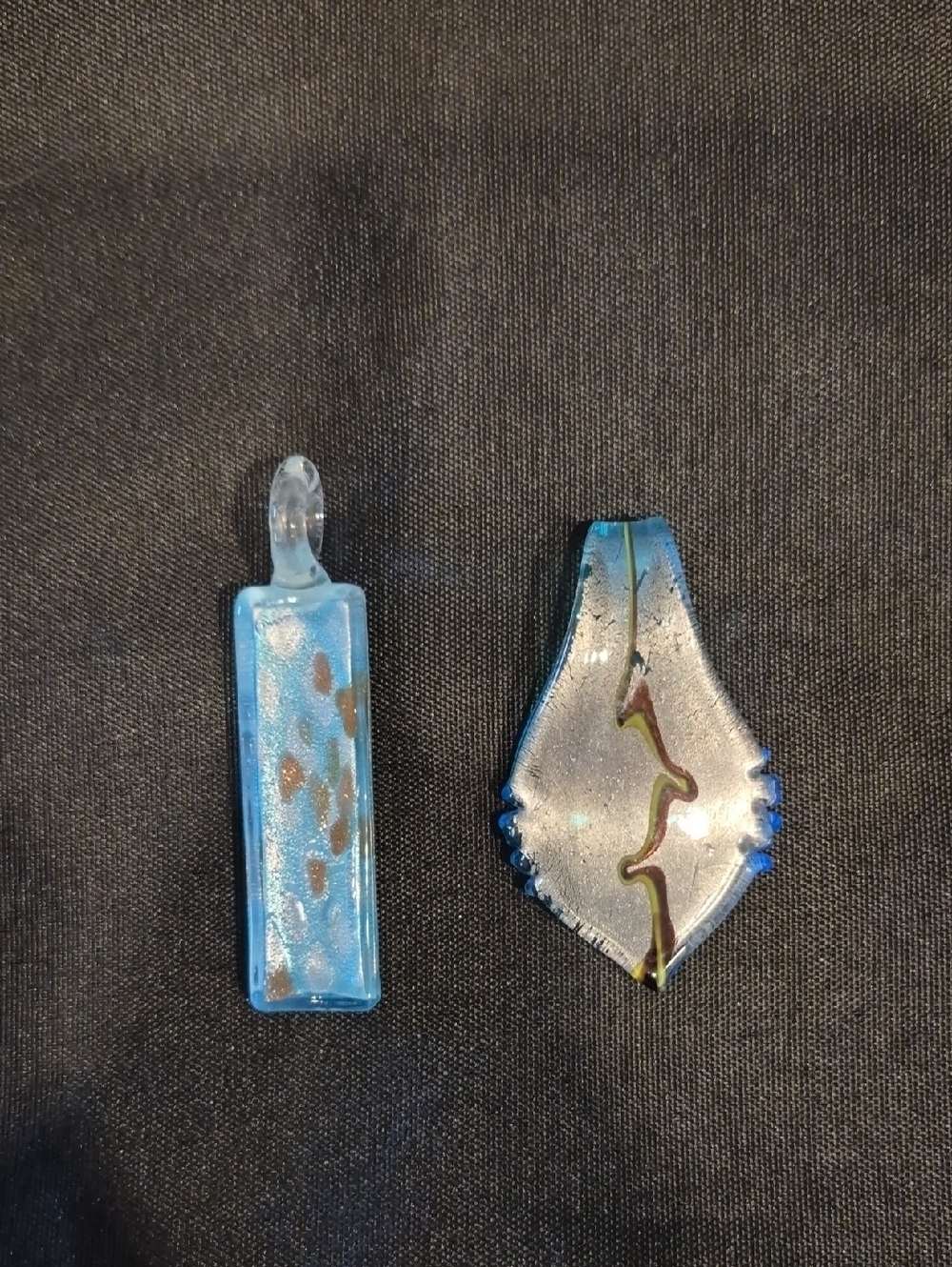 Blue Art Glass Pendant Lot - Abstract Art Glass Charms
